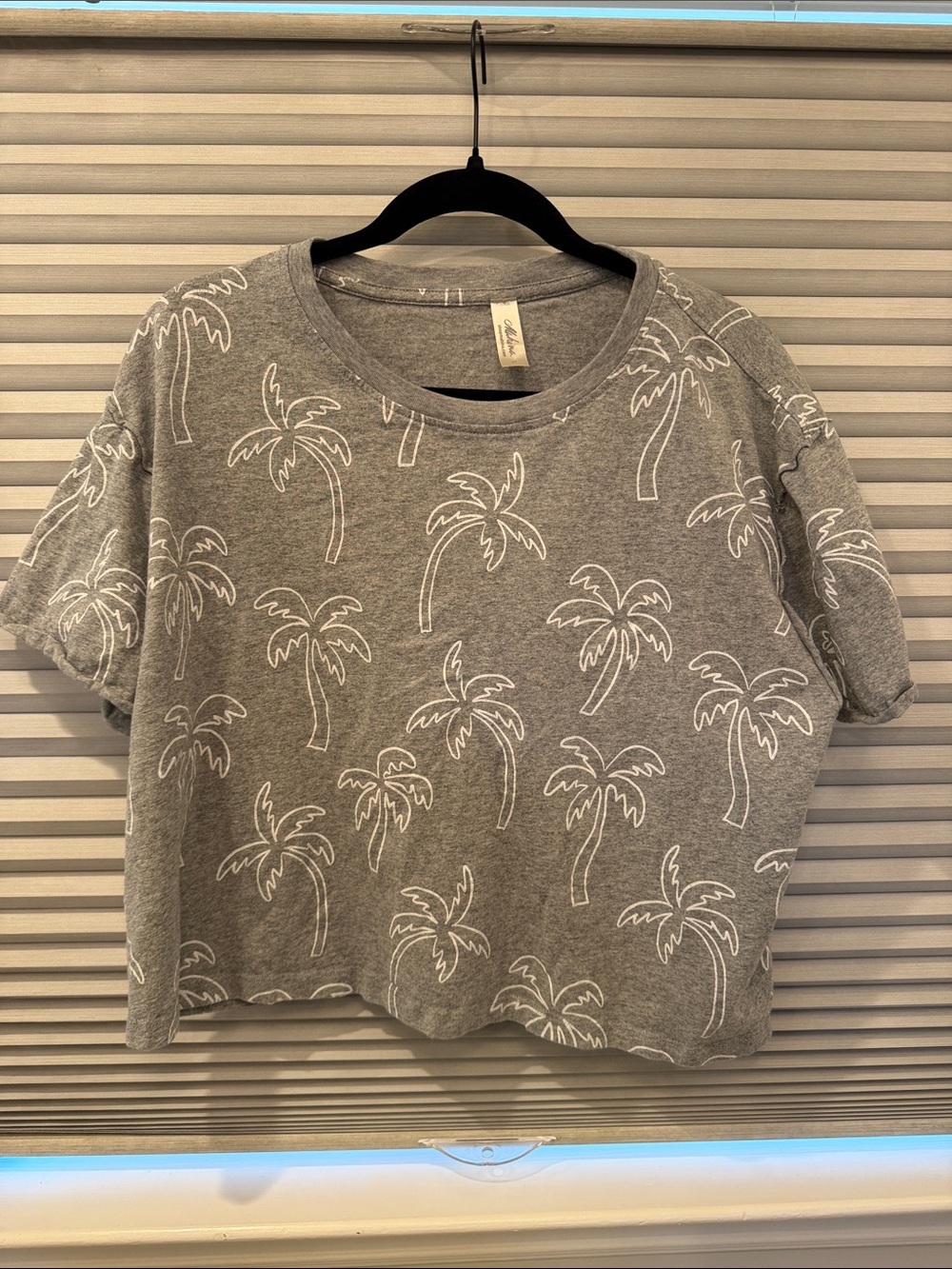 mahina from maui Gray Palm Tree Crop Tee